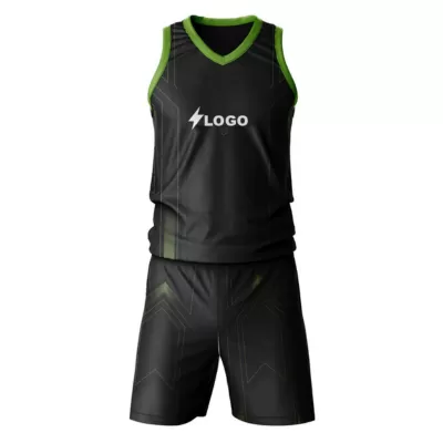 Men Basketball Uniforms Personalized Customized Swingman Jersey Black Green (Top+Shorts) - jerseystop